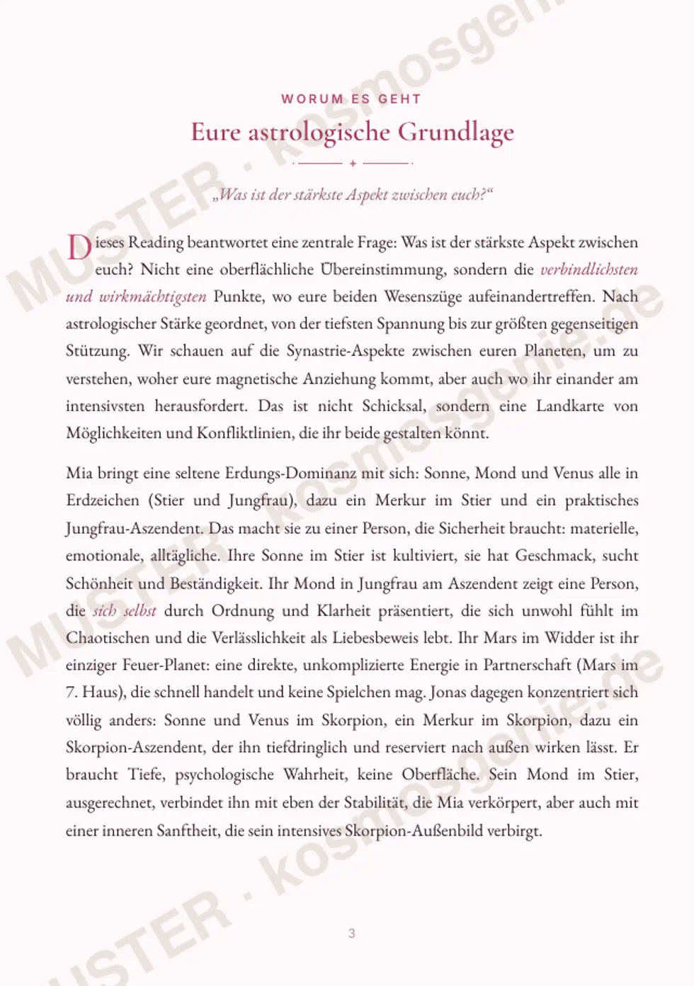 Astro Bite Premium „Eure stärkste Verbindung“ - erste Seite mit der astrologischen Grundlage