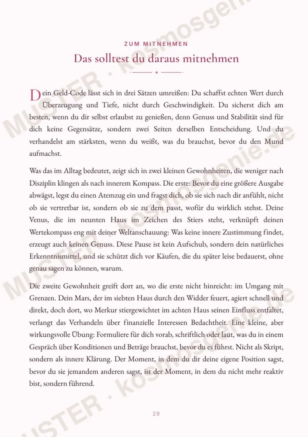 Astro Bite Premium „Dein Geld-Code“ - Seite „Das solltest du daraus mitnehmen“