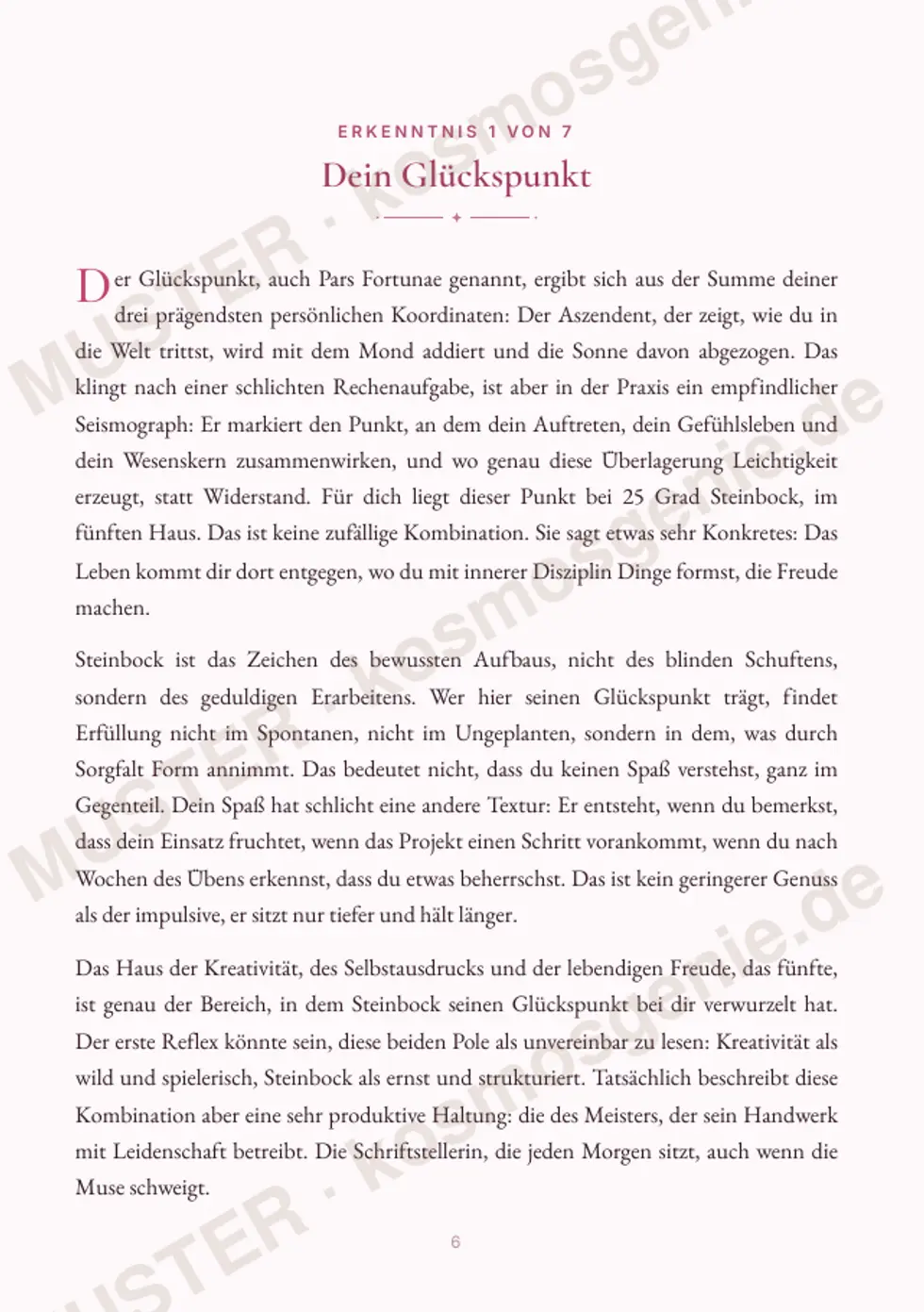 Astro Bite Premium „Dein Glückspunkt“ - erste Seite einer persönlichen Erkenntnis