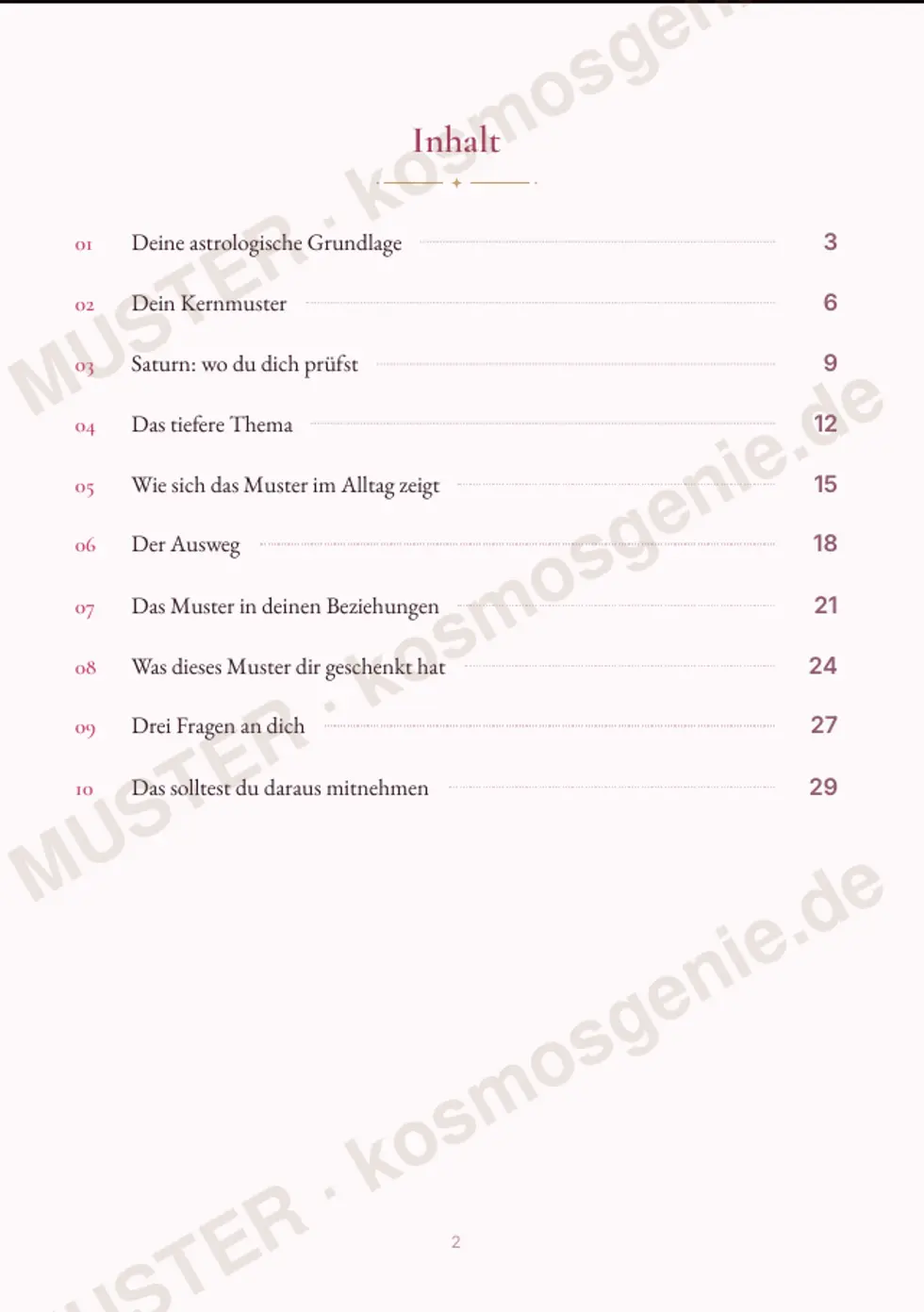 Astro Bite Premium „Deine größte Herausforderung“ - Inhaltsverzeichnis des Readings