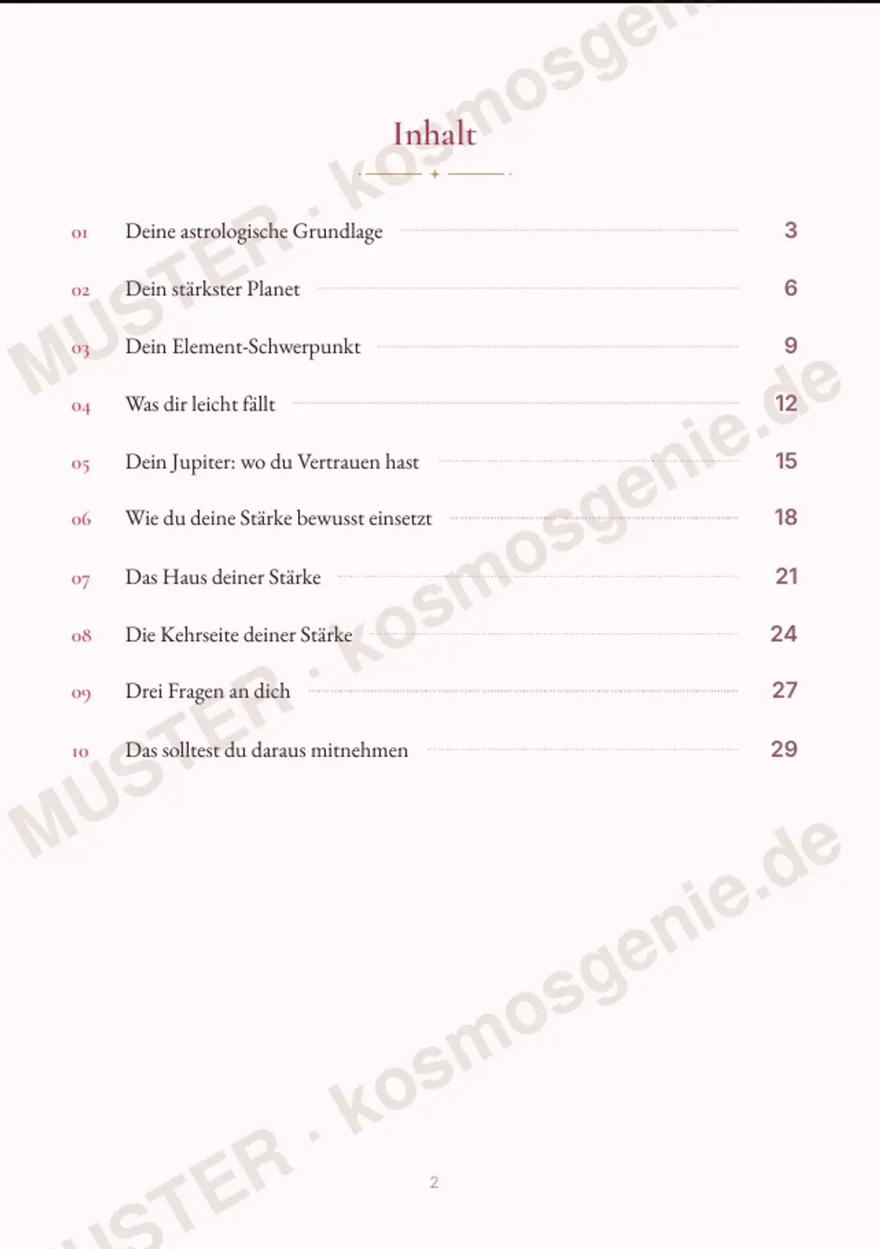 Astro Bite Premium „Deine größte Stärke“ - Inhaltsverzeichnis des Readings