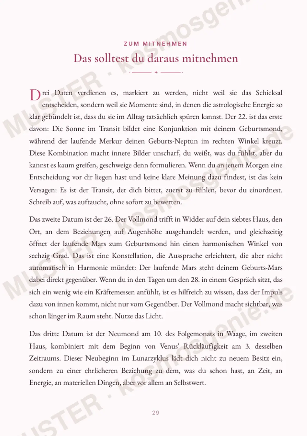Astro Bite Premium „Dein nächster Monat“ - Seite „Das solltest du daraus mitnehmen“