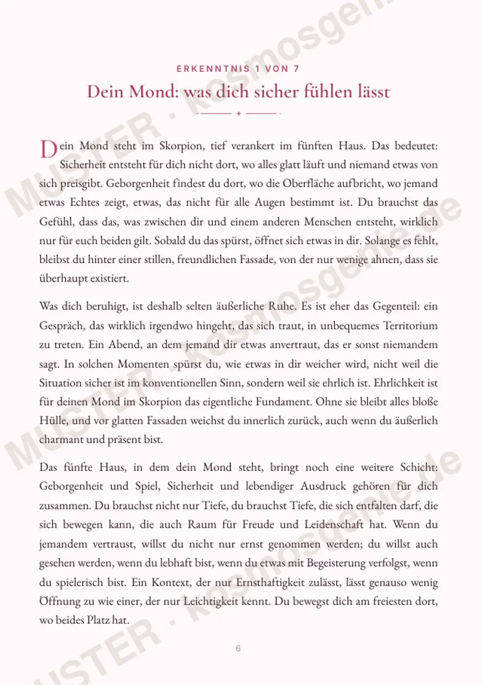 Astro Bite Premium „Nähe und Intimität“ - erste Seite einer persönlichen Erkenntnis