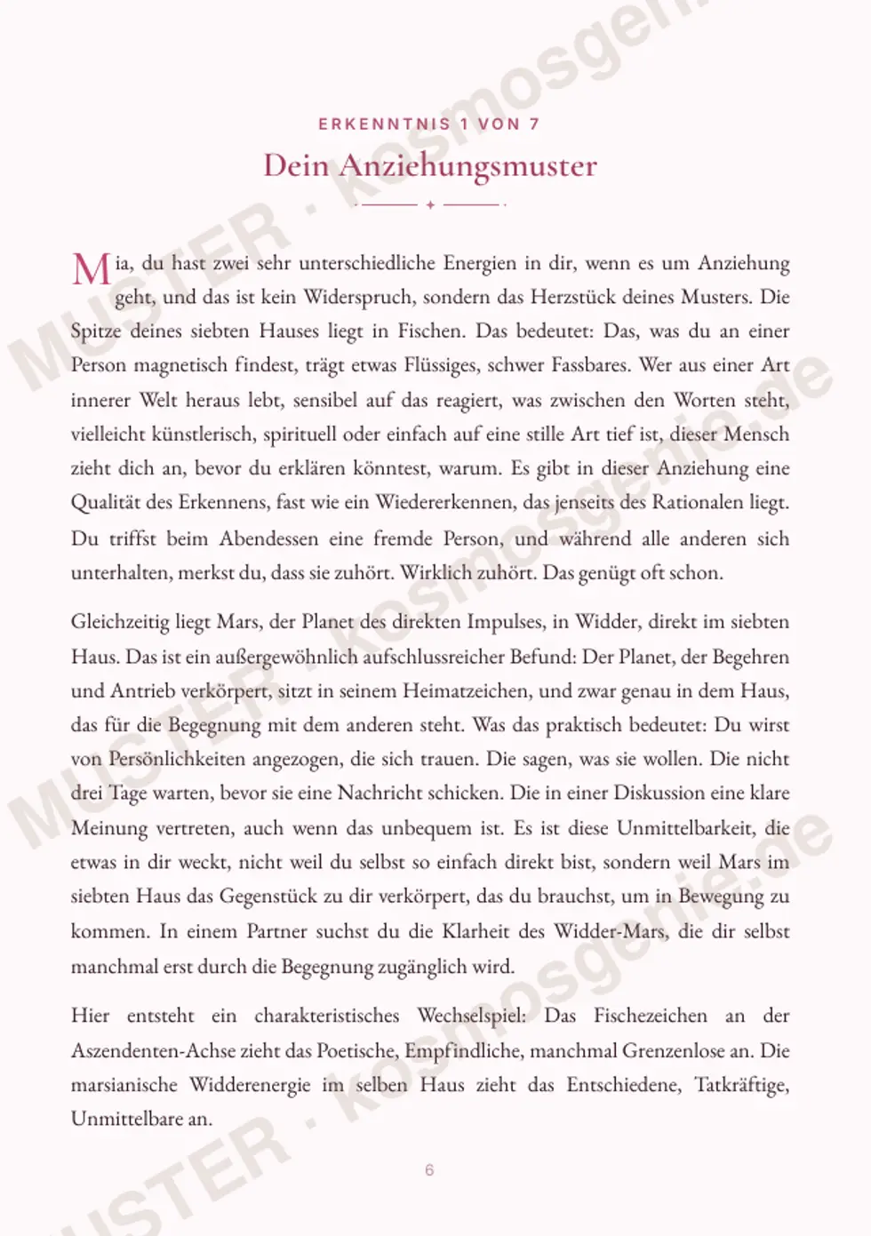 Astro Bite Premium „Dein perfektes Match“ - erste Seite einer persönlichen Erkenntnis