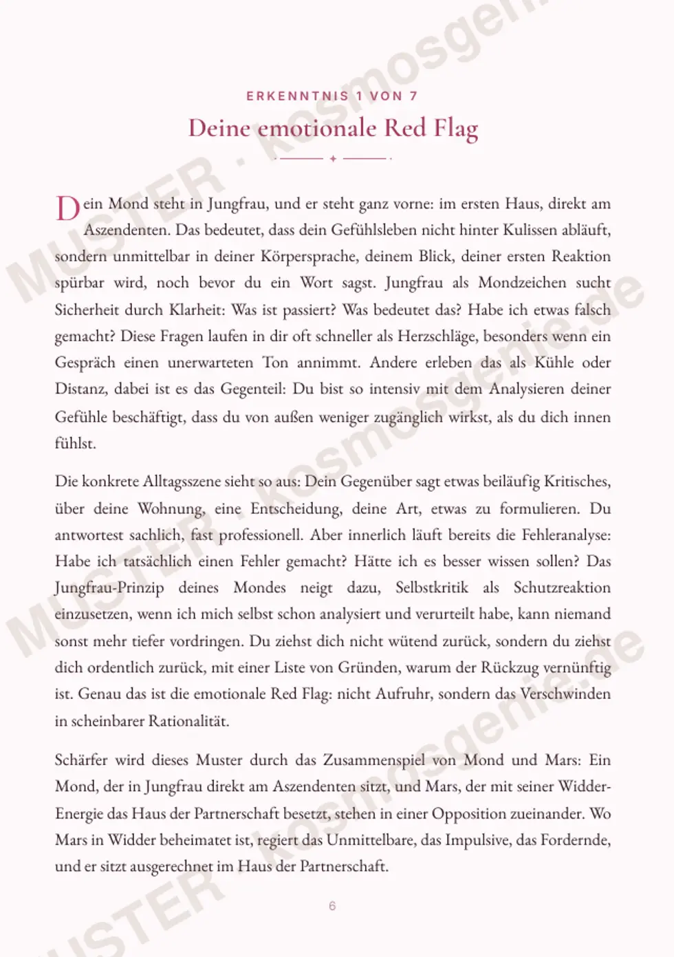 Astro Bite Premium „Deine Red Flags in der Liebe“ - erste Seite einer persönlichen Erkenntnis