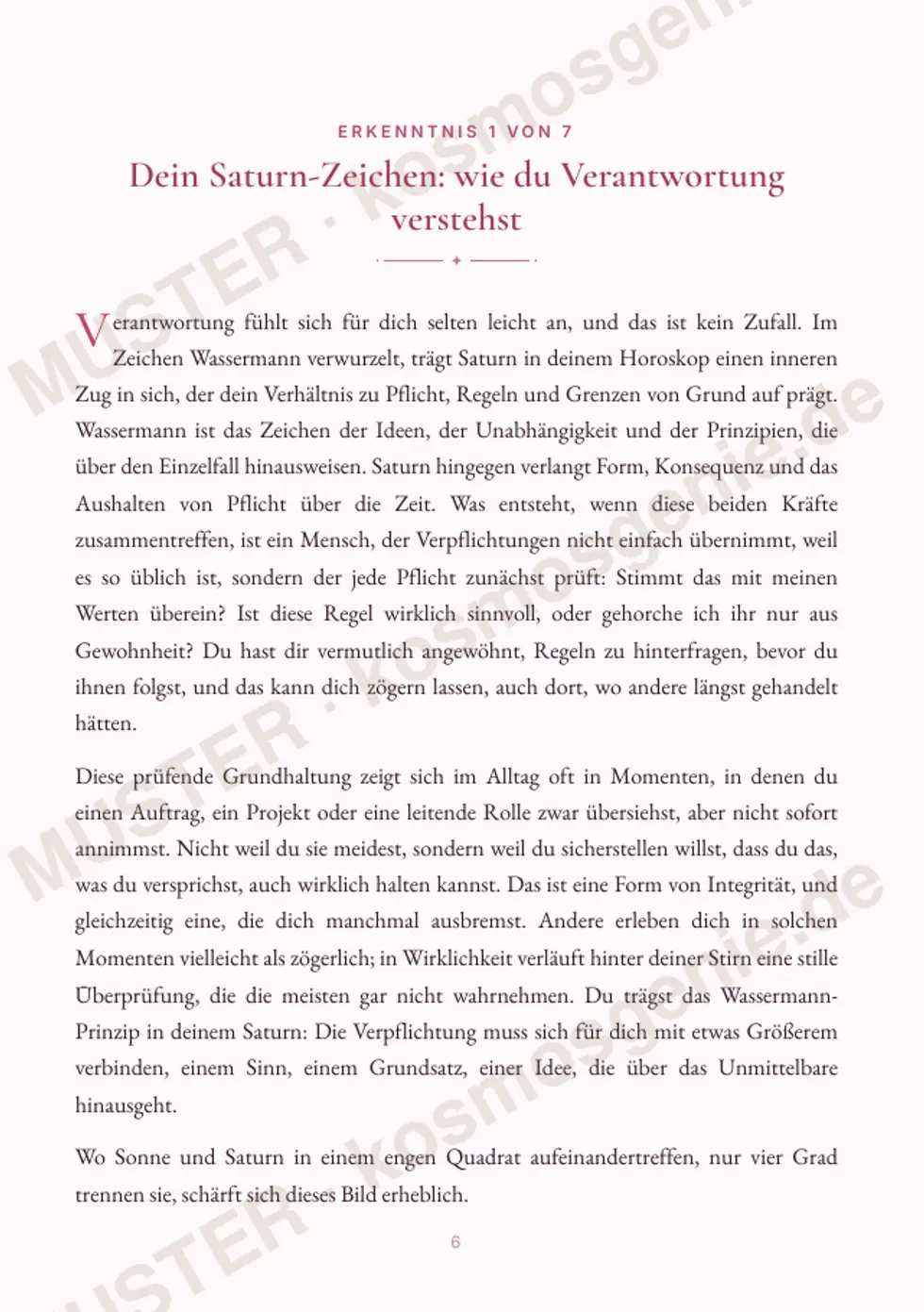 Astro Bite Premium „Dein Saturn-Thema“ - erste Seite einer persönlichen Erkenntnis