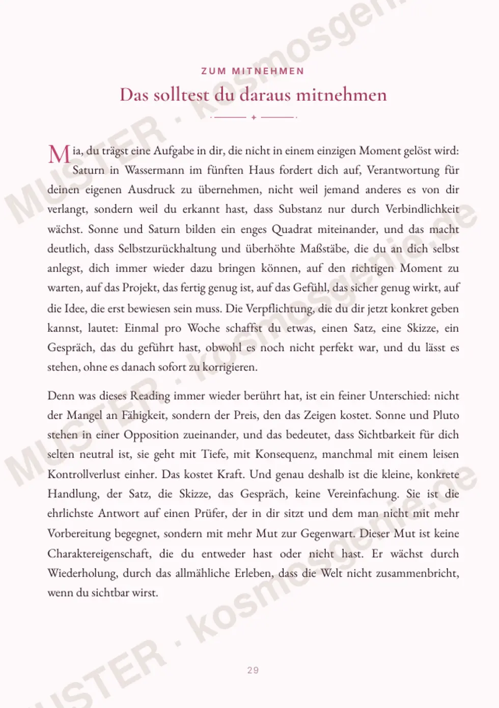Astro Bite Premium „Dein Saturn-Thema“ - Seite „Das solltest du daraus mitnehmen“