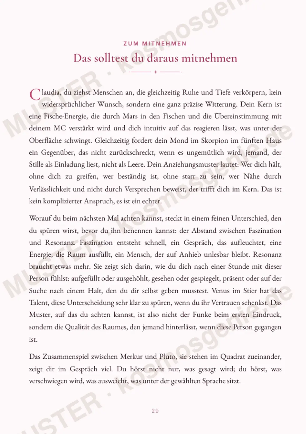 Astro Bite Premium „Was dich anzieht“ - Seite „Das solltest du daraus mitnehmen“