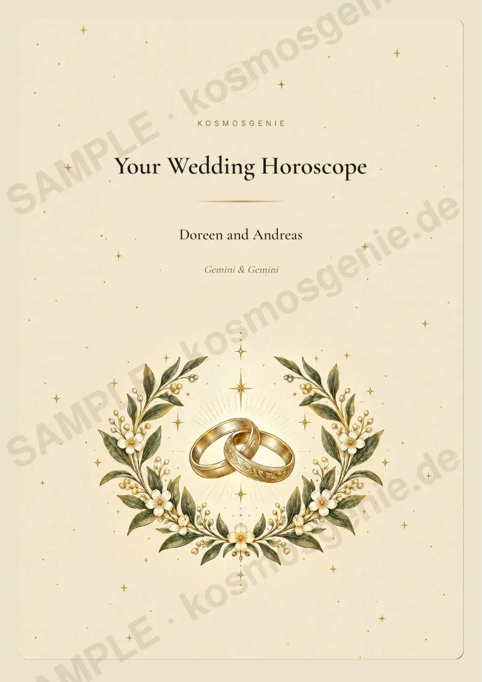 Wedding Horoscope Book, sample page 1 of 63