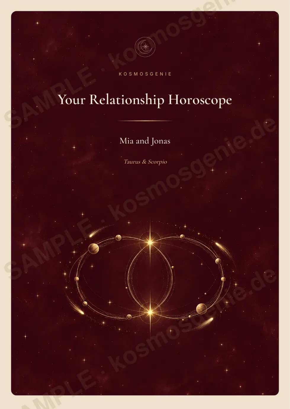 Relationship Horoscope Book, sample page 1 of 62