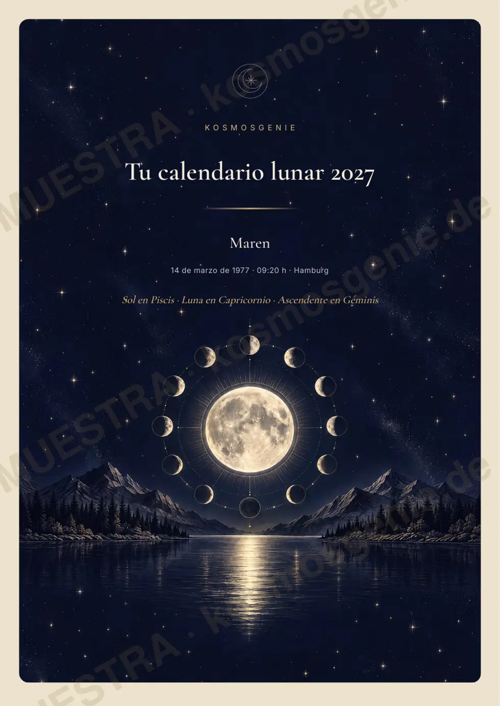 Calendario lunar personal 2027, página de muestra 1 de 63