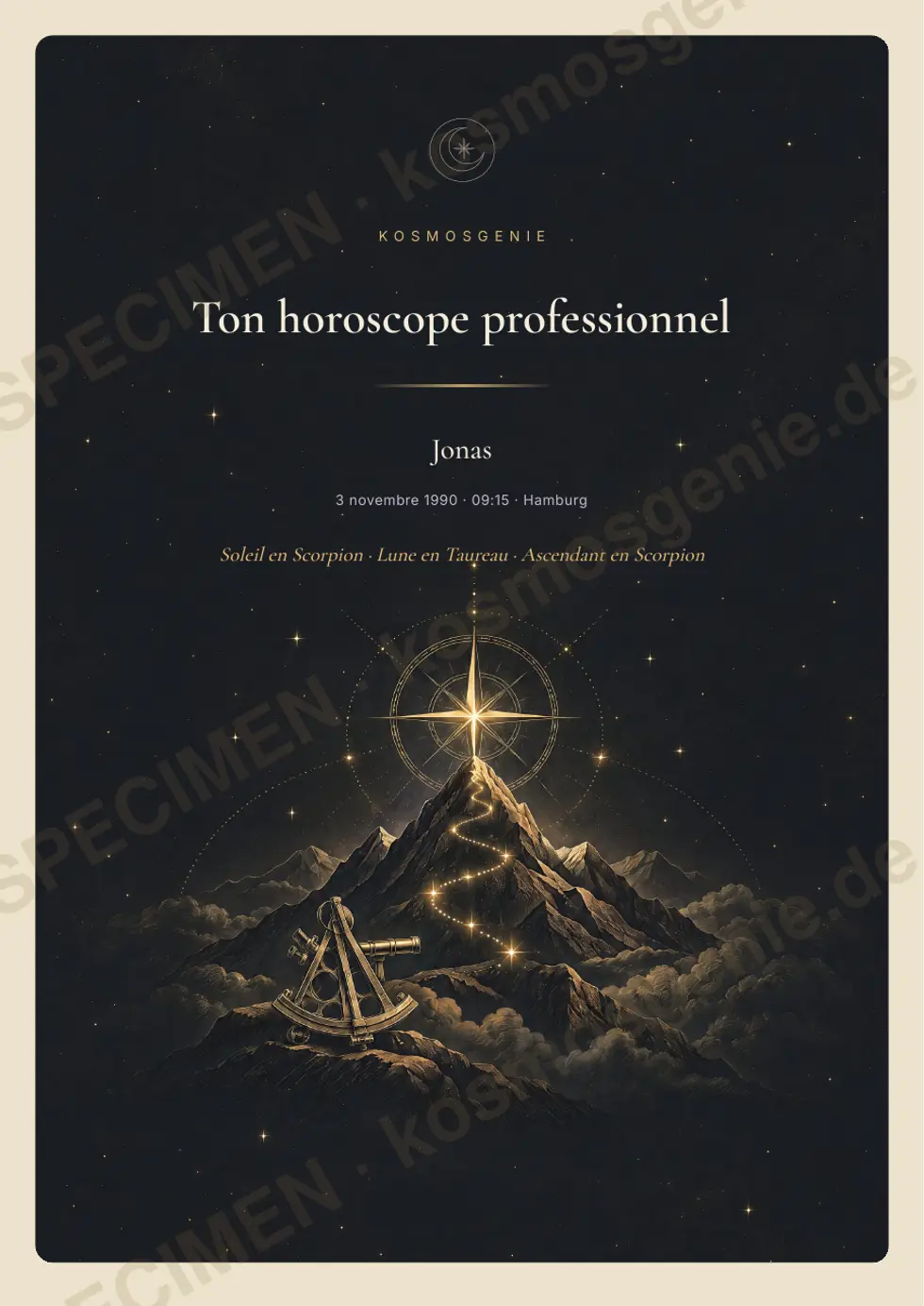Livre de l'horoscope professionnel, exemple de page 1 sur 65