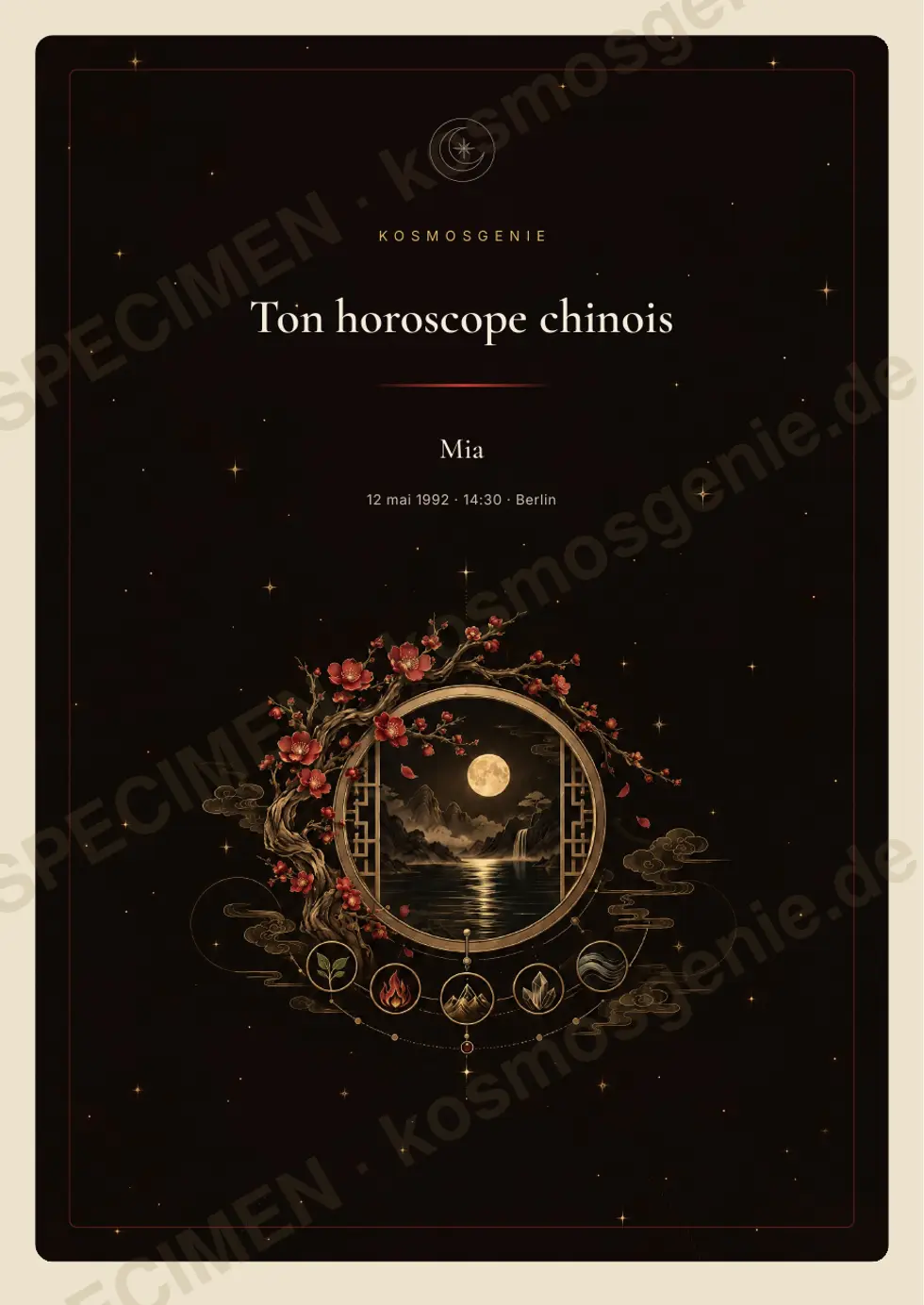 Livre de l’horoscope chinois, exemple de page 1 sur 75