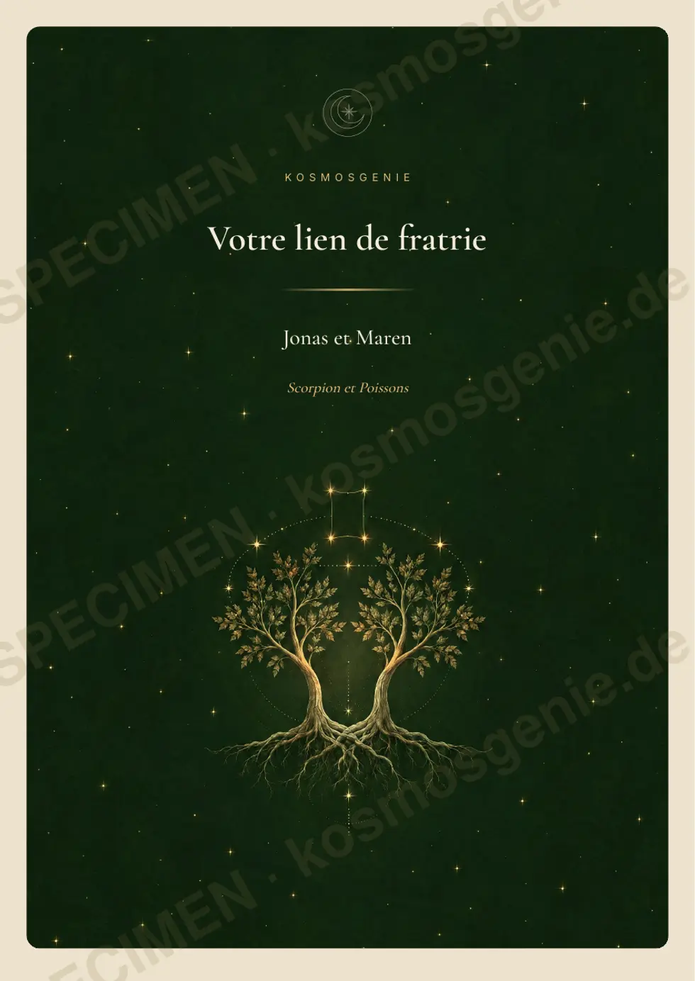 Livre de l'horoscope de la fratrie, exemple de page 1 sur 69