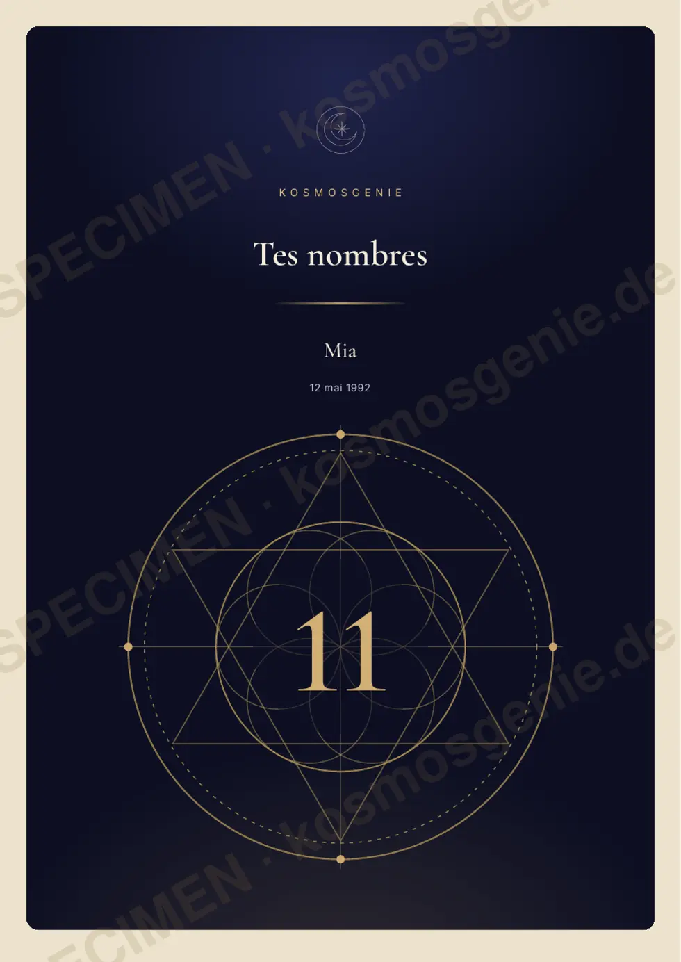 Livre de numérologie, exemple de page 1 sur 40