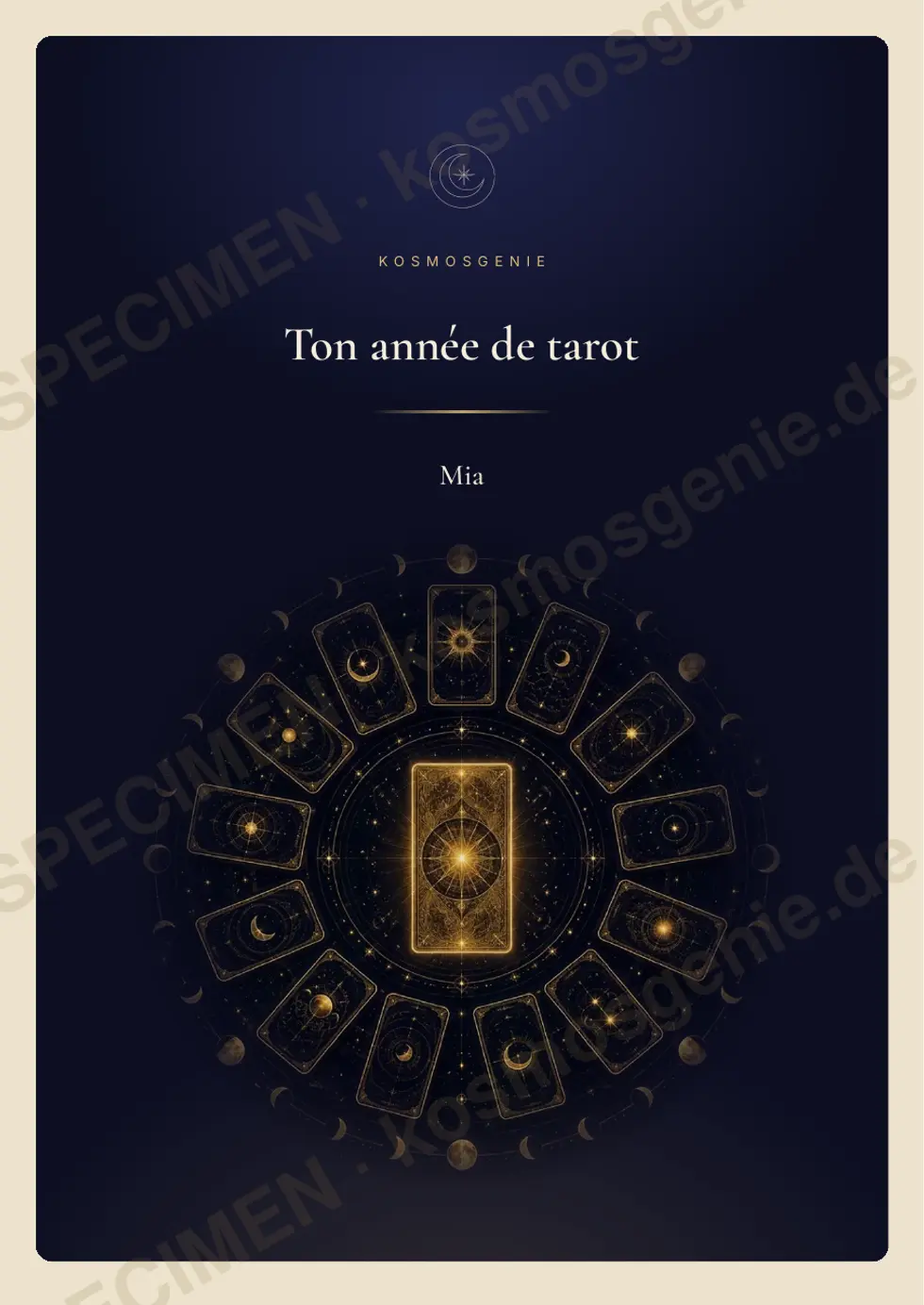 Livre de l’année de tarot, exemple de page 1 sur 62