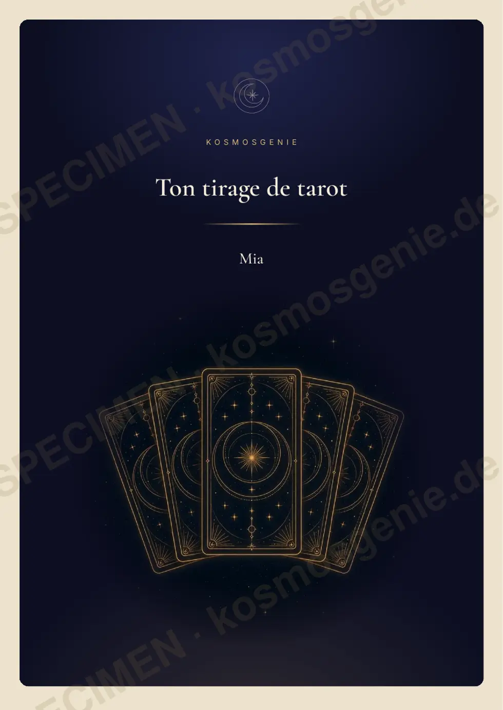 Livre du tirage de tarot, exemple de page 1 sur 36