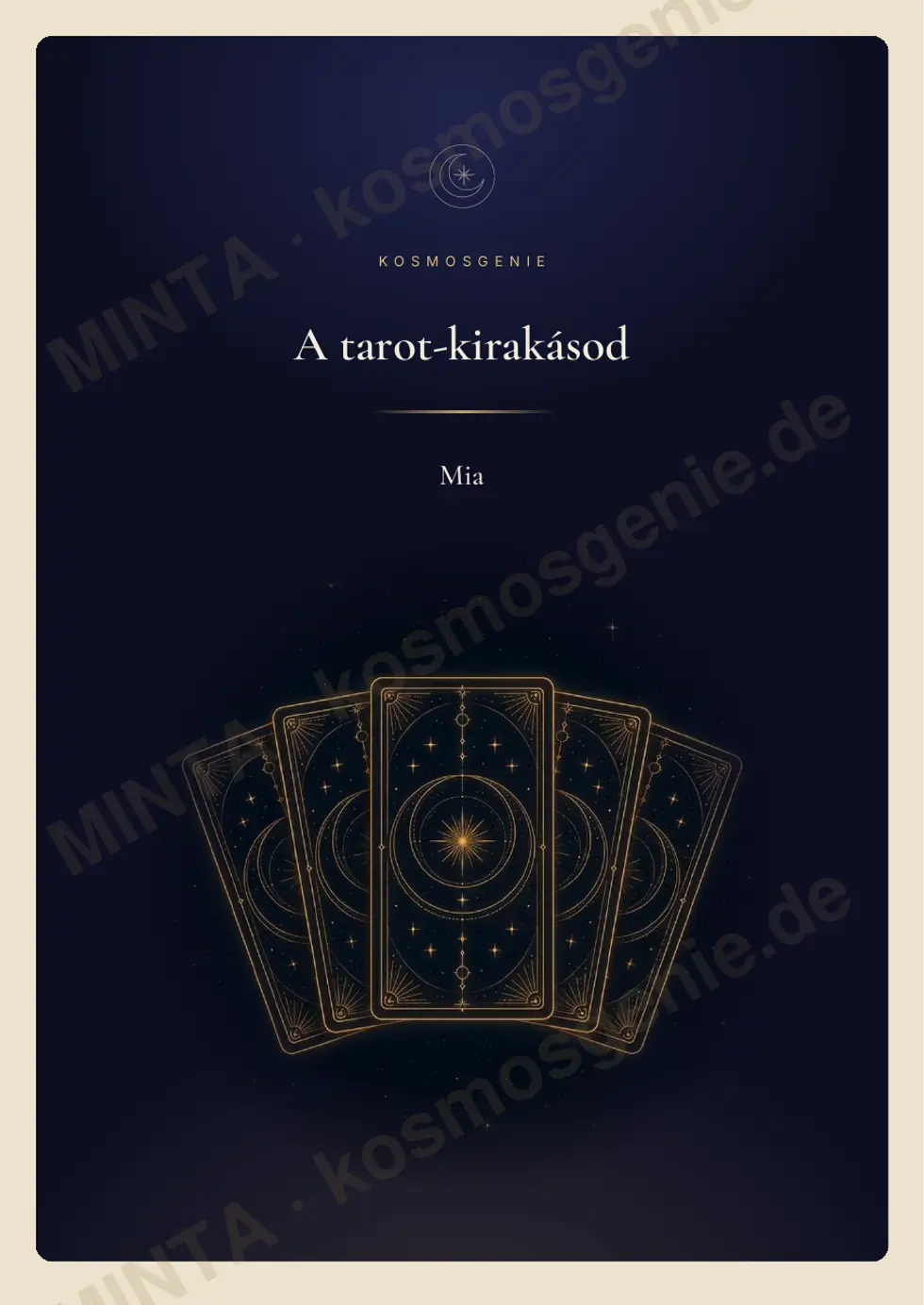 Tarot-kirakás könyv, minta-oldal: 1 / 36