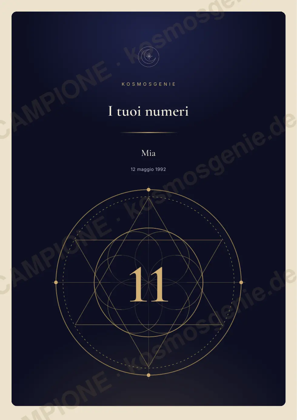 Libro di numerologia, pagina di esempio 1 di 40