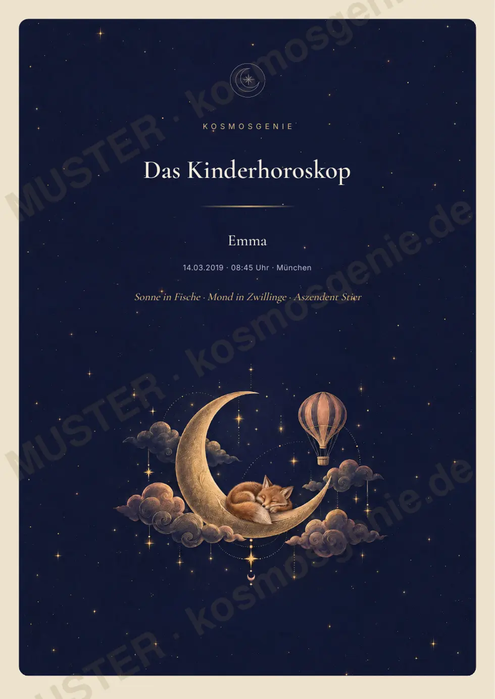 Kinderhoroskop, Muster-Seite 1 von 76