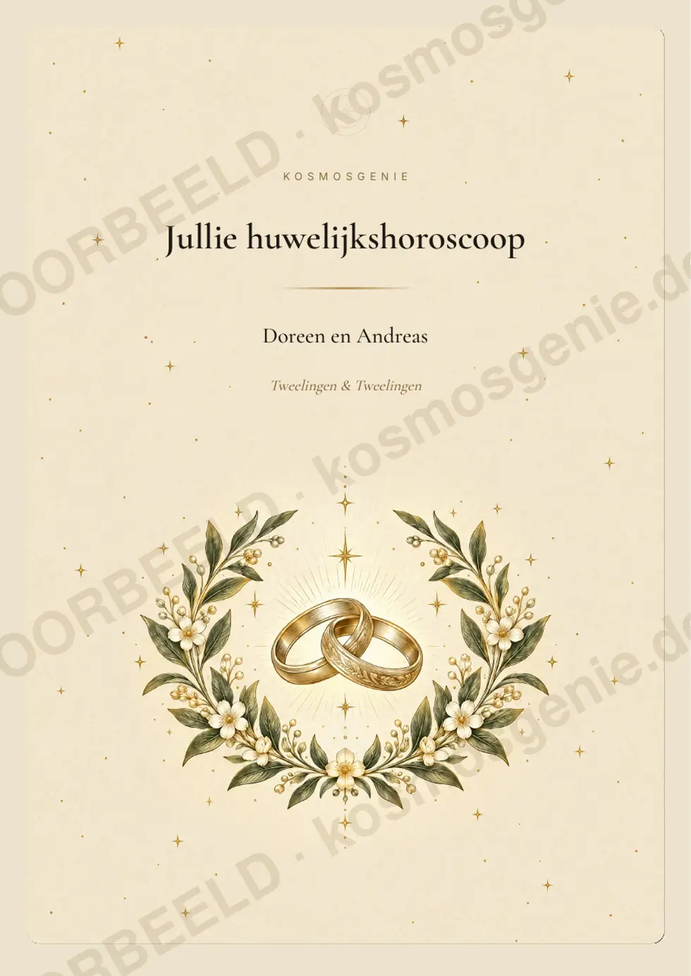 Huwelijkshoroscoopboek, voorbeeldpagina 1 van 68
