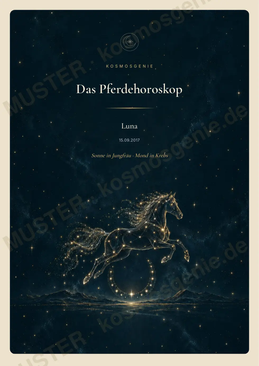 Pferdehoroskop, Muster-Seite 1 von 64