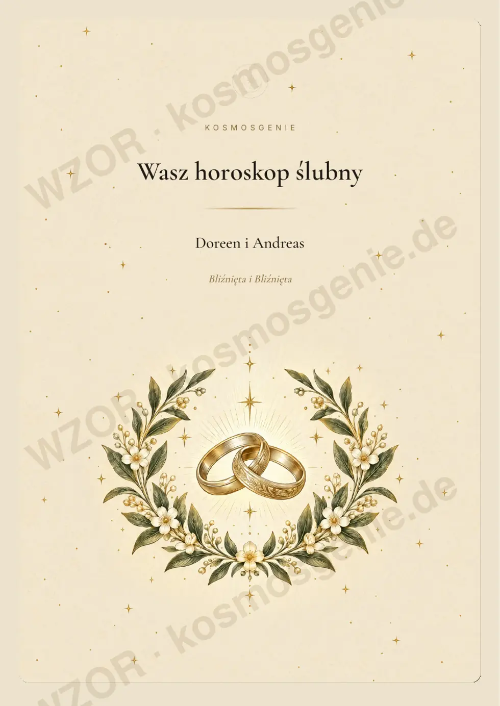 Księga horoskopu ślubnego, przykładowa strona 1 z 66