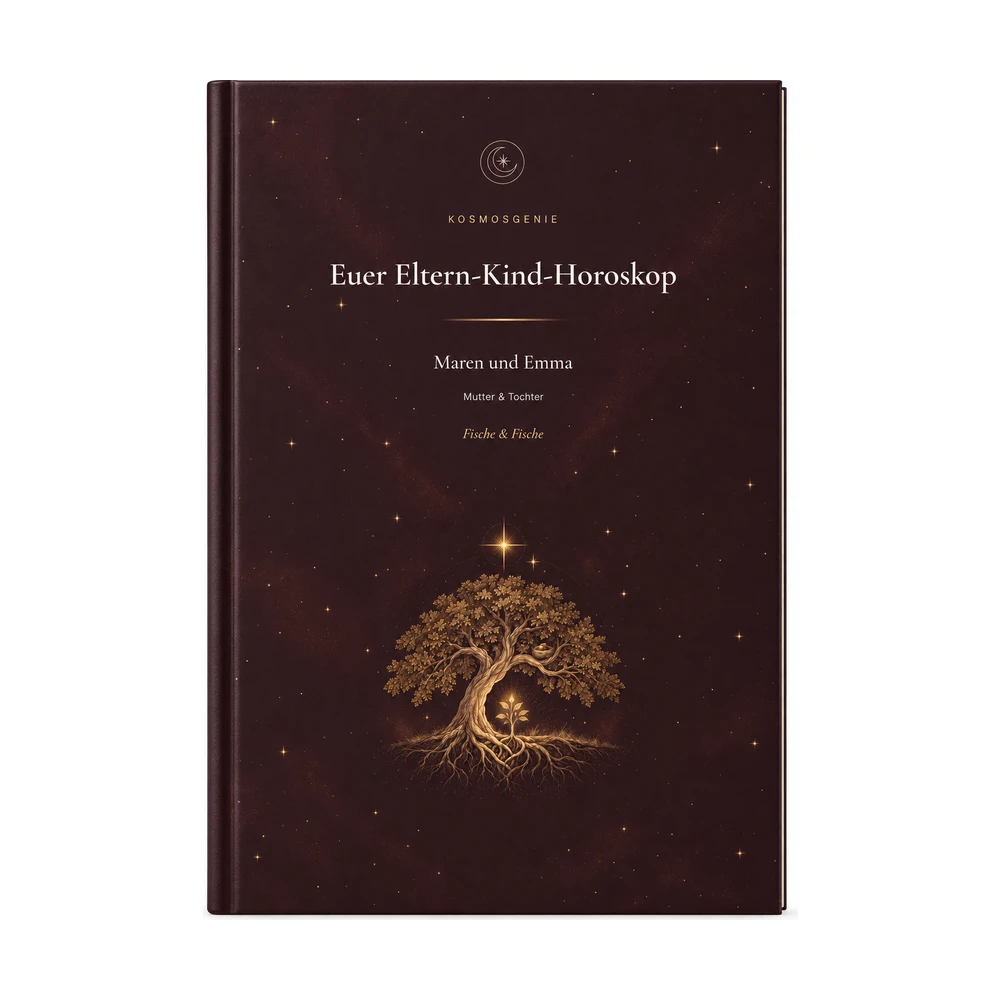 Eltern-Kind-Horoskop: das Cover von vorn mit euren Namen und Geburtsdaten