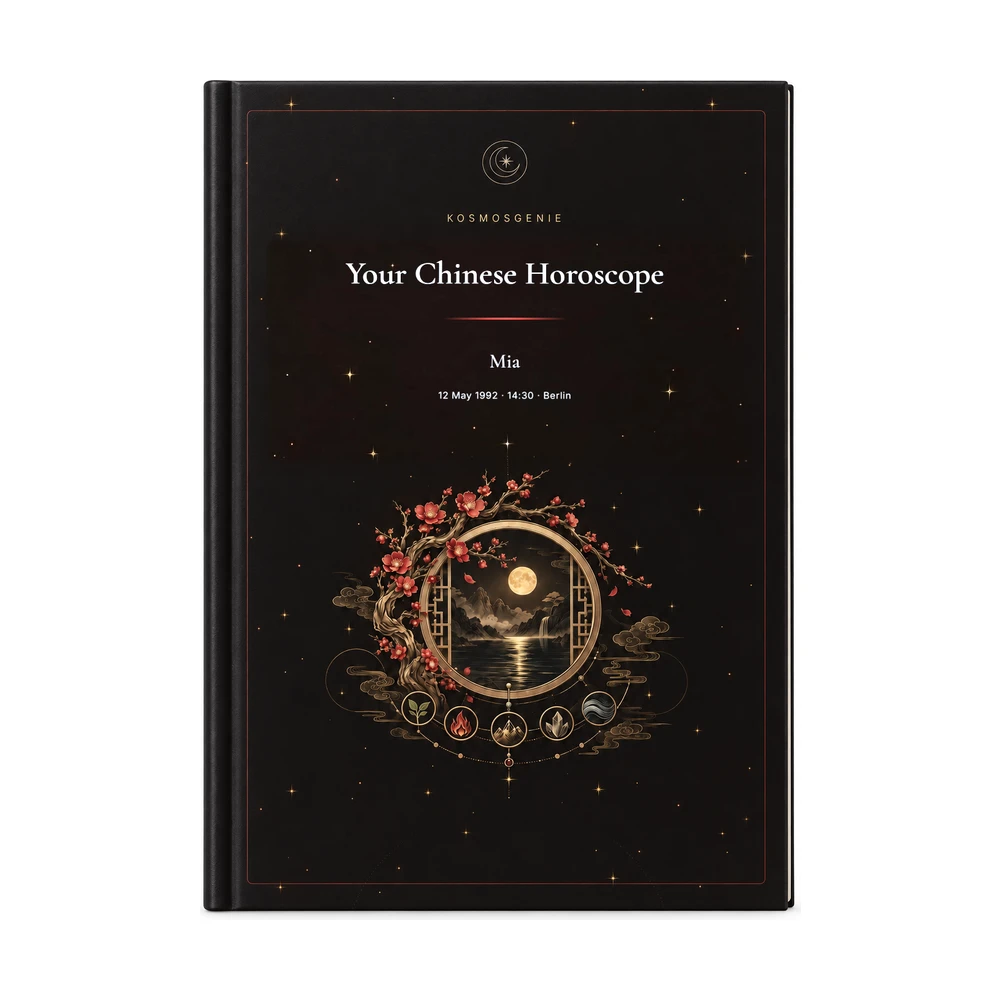 Chinese Horoscope Book: the front cover with your name and birth details