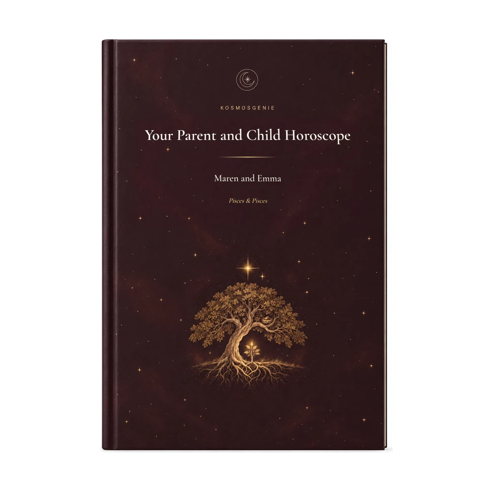 Parent and Child Horoscope Book: the front cover with your names and birth details