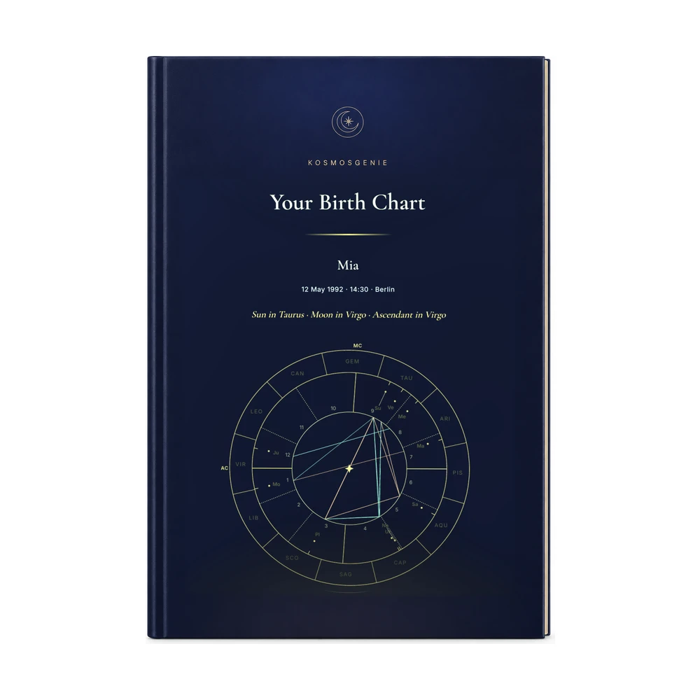 Birth Chart Book: front cover with your name and birth details