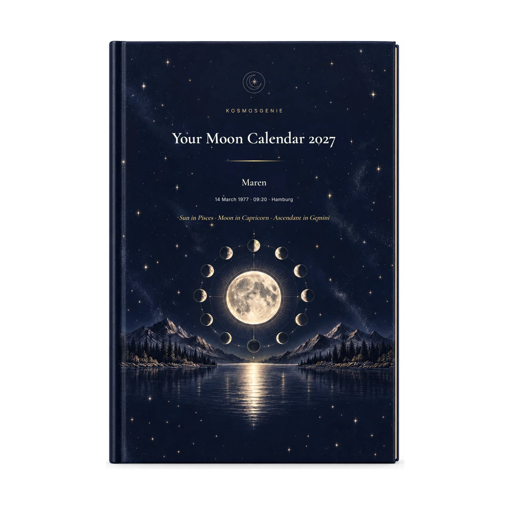 Personal Moon Calendar 2027: the front cover with your name and birth details
