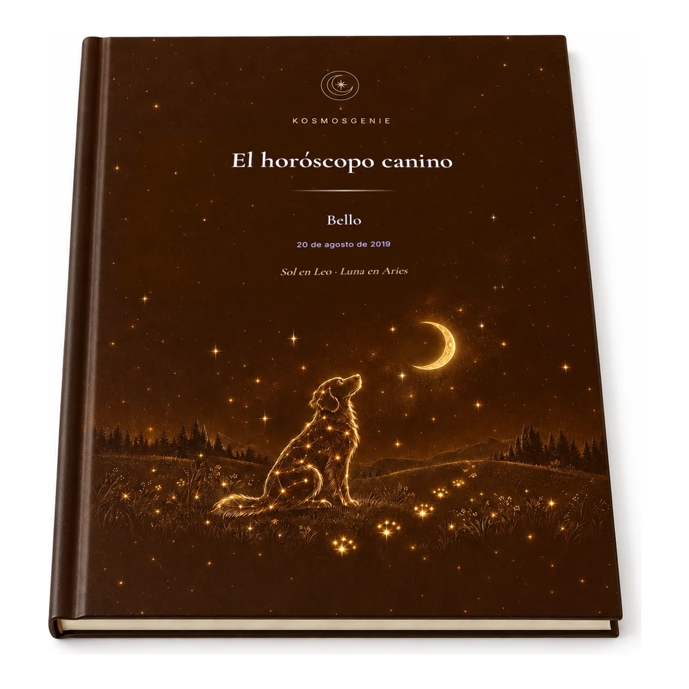 Libro del horóscopo de tu perro en edición prémium, abierto sobre una superficie