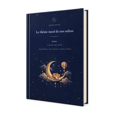 Livre du thème astral de l’enfant : couverture du livre personnalisé
