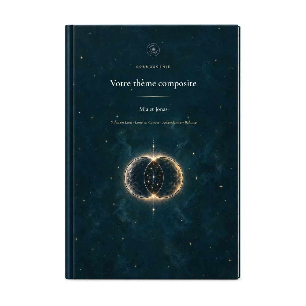 Livre du thème composite : la couverture avec vos prénoms et vos dates de naissance