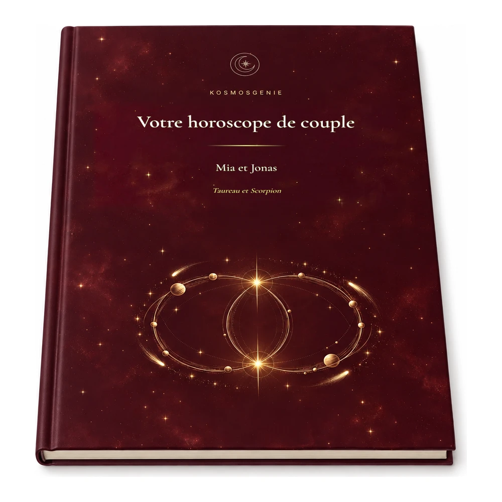 Livre de l’horoscope de couple en version Premium, posé à plat
