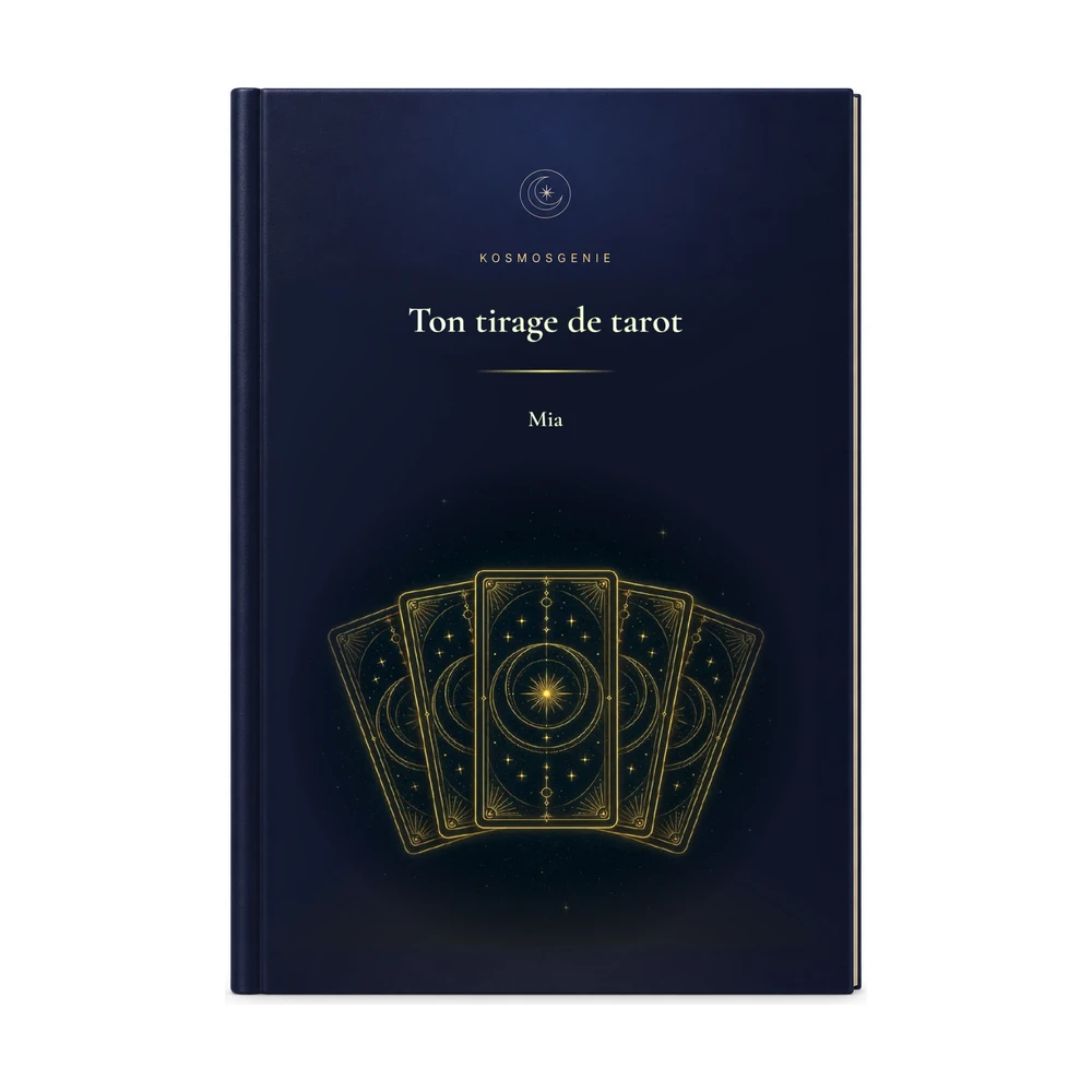 Livre du tirage de tarot : couverture recto avec ton prénom et tes données de naissance
