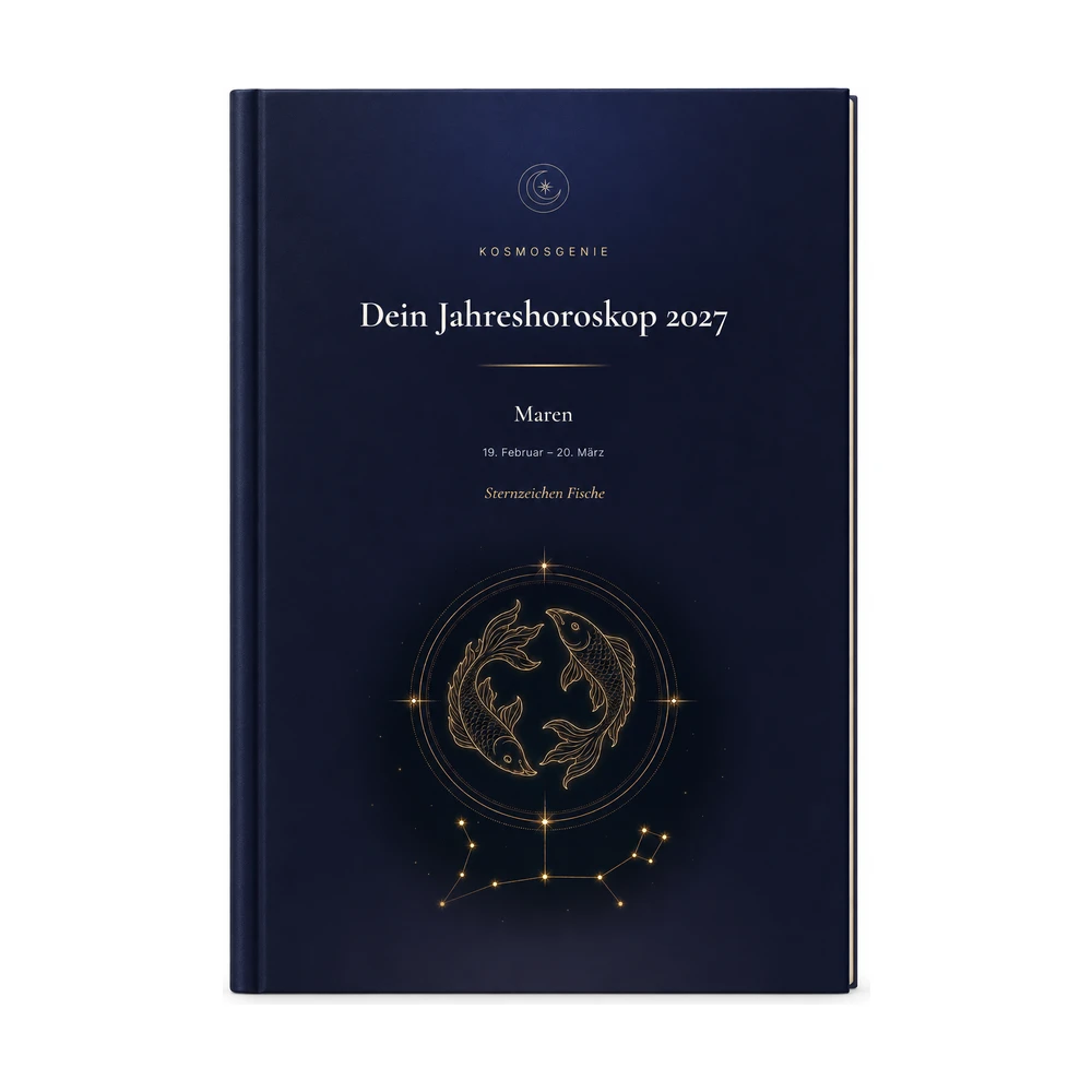 Jahreshoroskop 2027 als Geschenkbuch: das Cover von vorn mit deinem Namen und Geburtsdaten