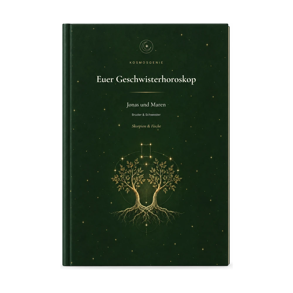 Geschwisterhoroskop: das Cover von vorn mit euren Namen und Geburtsdaten