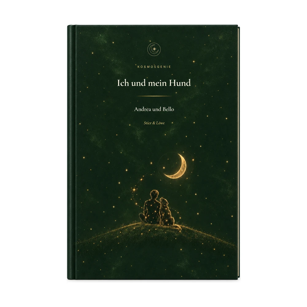 Ich und mein Hund: das Cover von vorn mit deinem Namen und Geburtsdaten