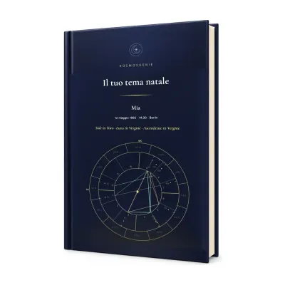 Tema natale come libro personalizzato: copertina con la ruota zodiacale