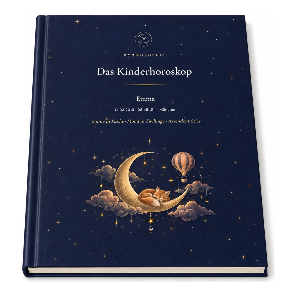Kinderhoroskop als Premium Buch, flach liegend