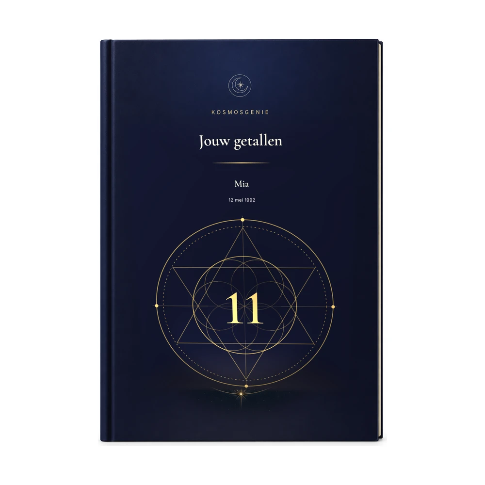 Numerologieboek: de voorkant van het cover met jouw naam en geboortedatum