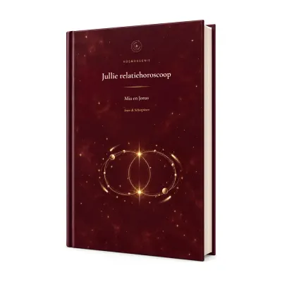 Relatiehoroscoopboek als persoonlijk boek, met een cover voor twee