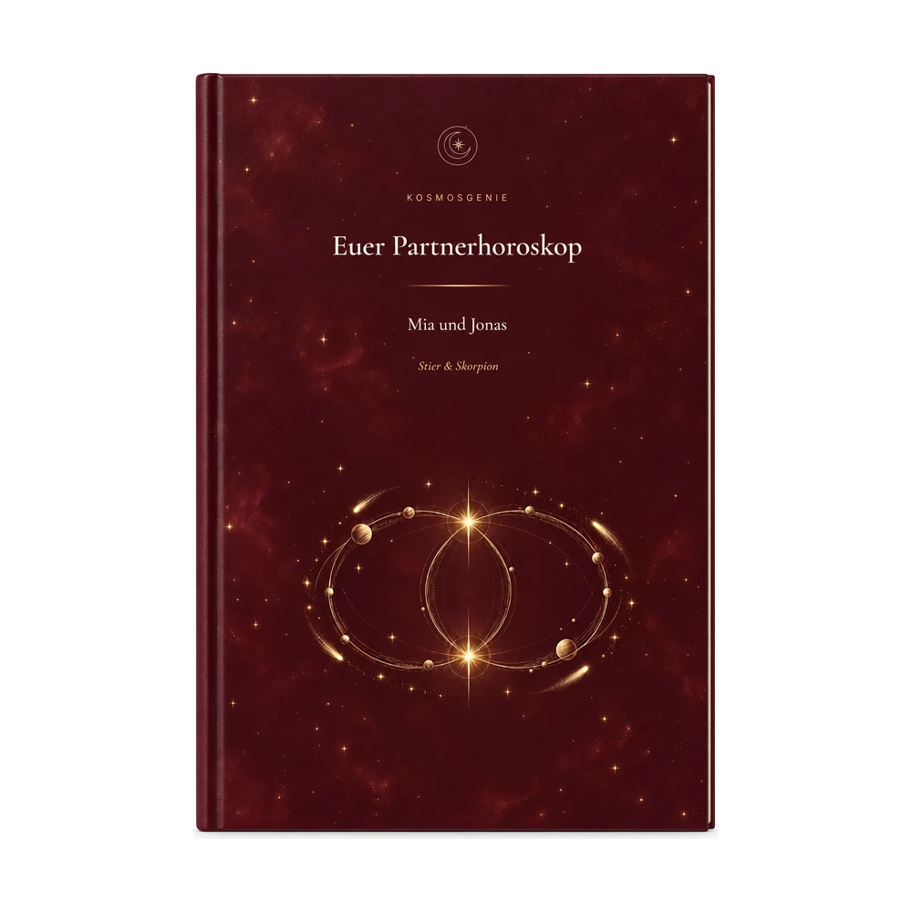 Partnerhoroskop: das Cover von vorn mit euren Namen und Geburtsdaten