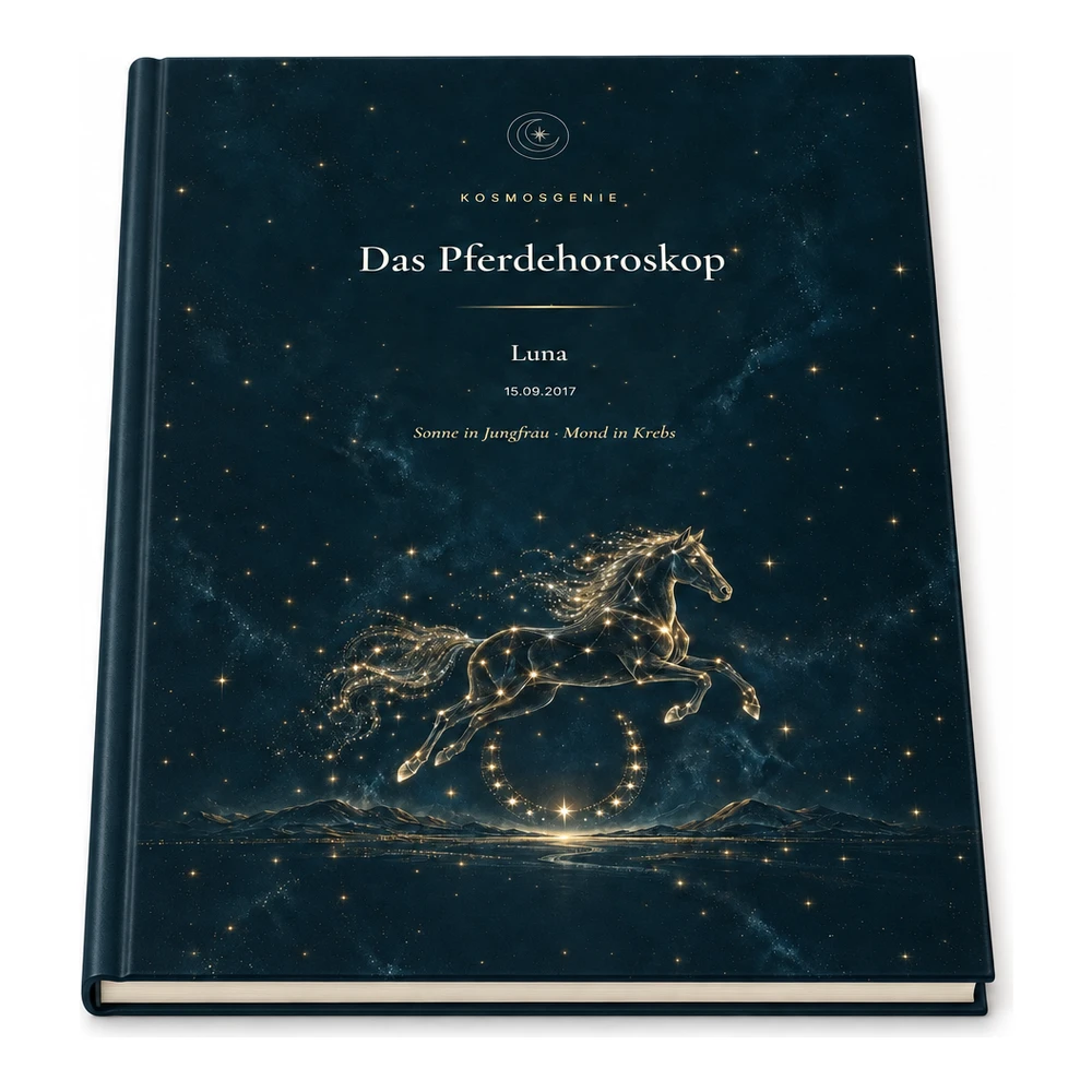 Pferdehoroskop als Premium Buch, flach liegend