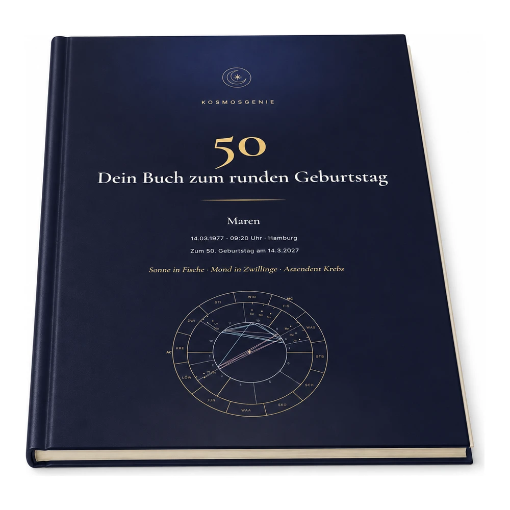 Buch zum runden Geburtstag als Premium Buch, flach liegend