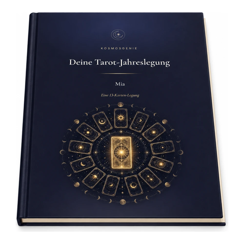 Tarot-Jahreslegung als Premium Buch, flach liegend