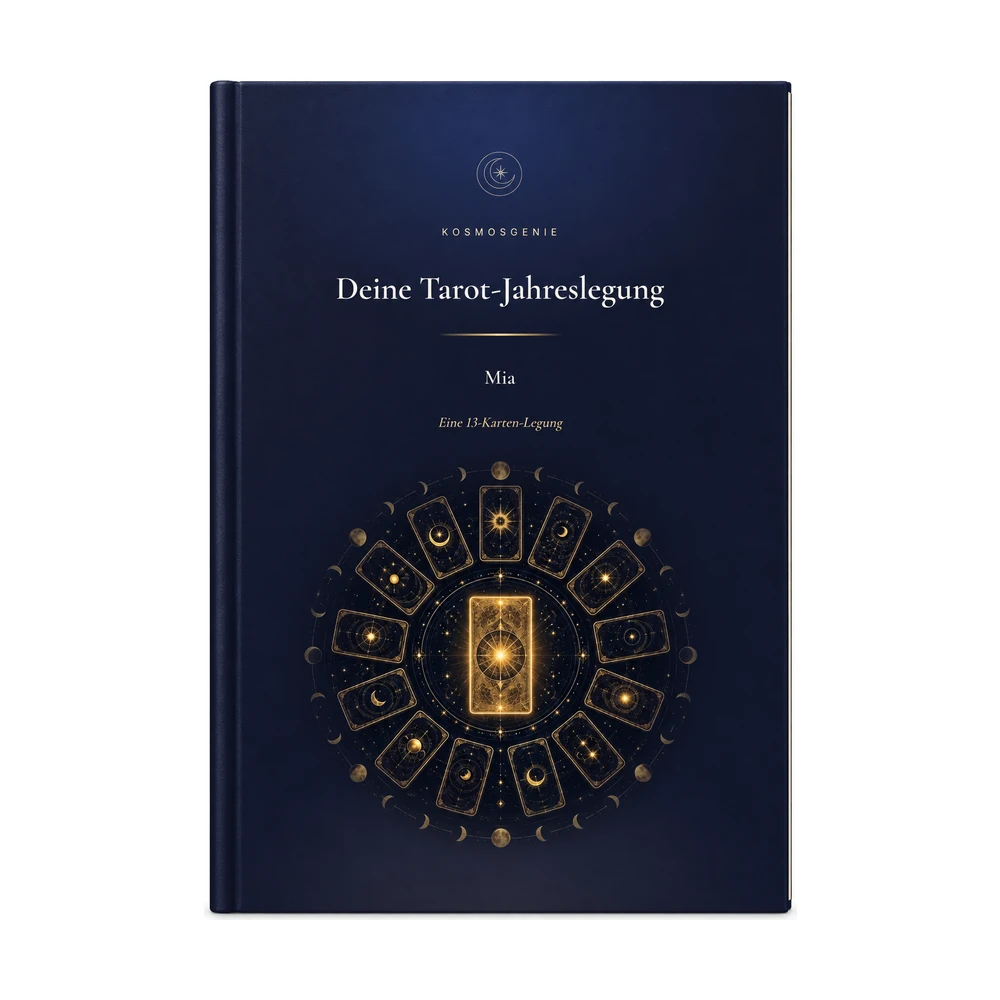 Tarot-Jahreslegung: das Cover von vorn mit deinem Namen und Geburtsdaten